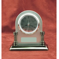 Silver & Pewter Finish Alarm Clock w/ Silver Dial (6"x5 3/4")